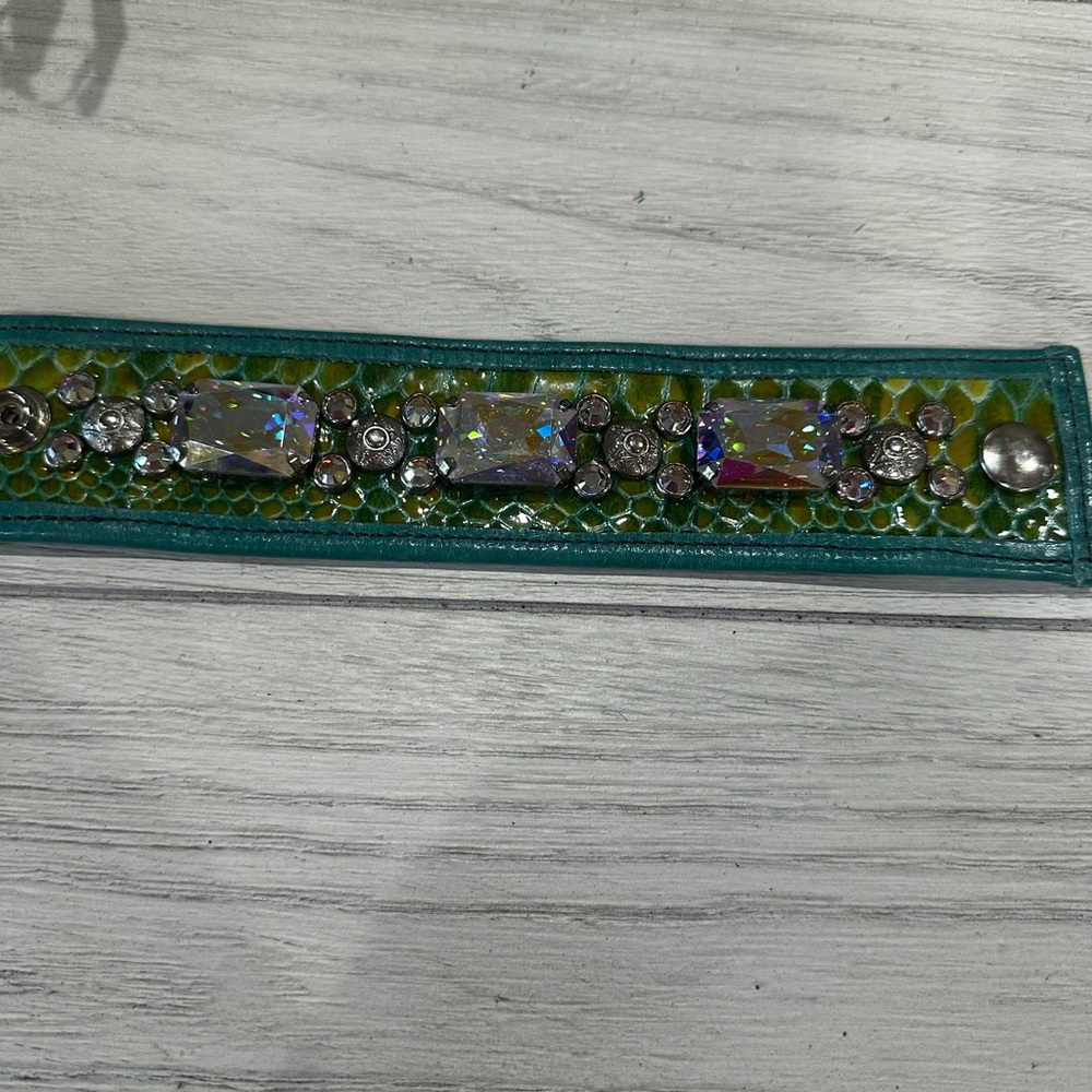 Teal Crystal Accent Bracelet - Sparkling Statement Bracelet